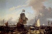 REMBRANDT Harmenszoon van Rijn The Man-of-War Brielle on the Maas near Rotterdam USA oil painting reproduction